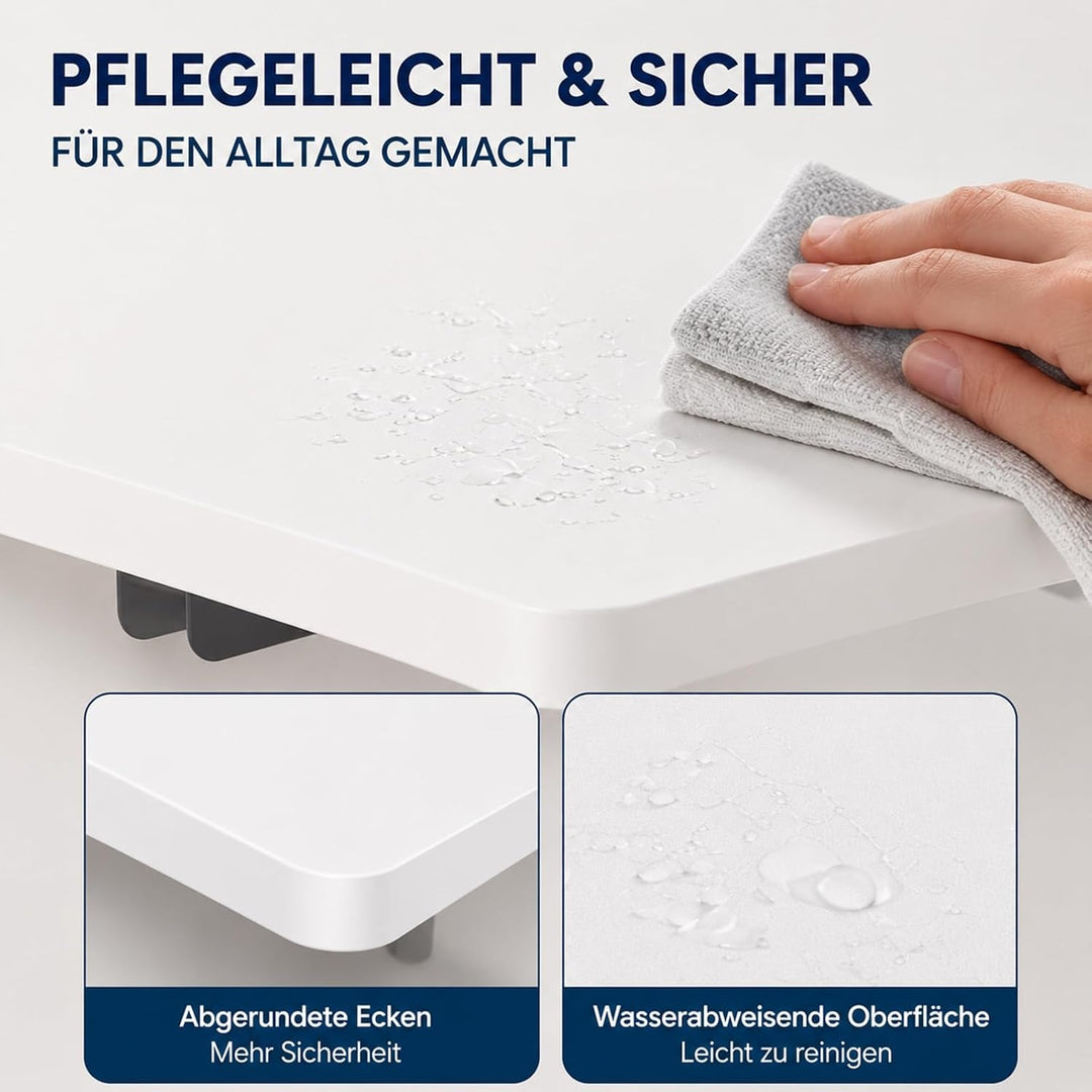 Wandklapptisch 60x40 cm Weiss, Klapptisch Wandmontage, 40 kg | Platzsparender Klapptisch aus Holzwer
