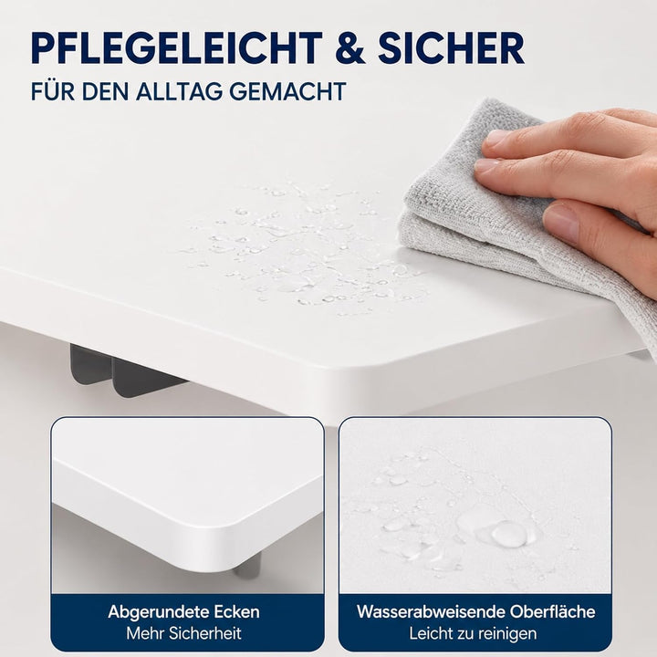 Wandklapptisch 60x40 cm Weiss, Klapptisch Wandmontage, 40 kg | Platzsparender Klapptisch aus Holzwer