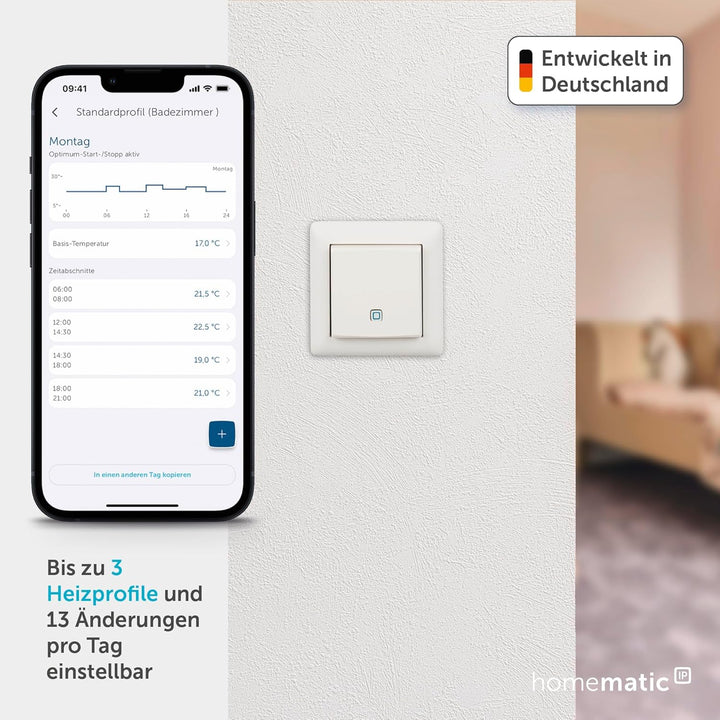 Homematic IP Smart Home Temperatur- und Luftfeuchtigkeitssensor – innen, steuert digital Heizkörper/