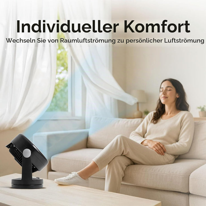 Woozoo, Leiser, leistungsstarker &amp; tragbarer Tischventilator, 33m², Reichweite 13m, Oszillation, Ver