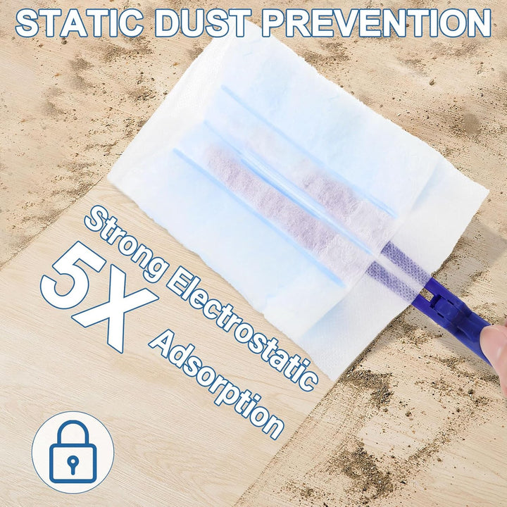 Kasanni 60 Stück Staubmagnet Duster, Staubmagnet Nachfüllpack Set, Staubwischer mit 2 Handgriff, 360