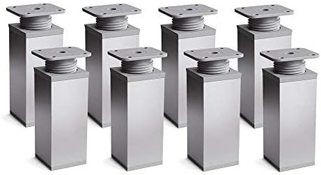 sossai® Design-Möbelfüsse MFV1 | höhenverstellbar | 8er Set | Vierkant-Profil: 40 x 40 mm | Farbe: A