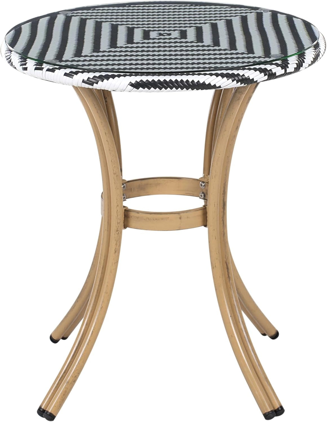 Beliani Stilvoller Gartentisch Rattan schwarz und weiss rund Rifreddo