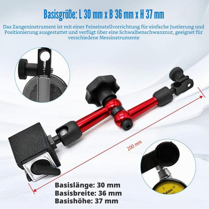 Flexible Starke Magnetische Standfuss Basis Halter + Hebel Messuhr Anzeige Stossfest (0~0,8mm) Holde