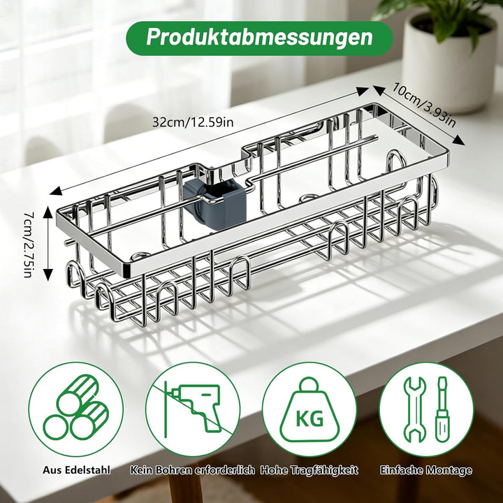 Duschablage ohne Bohren für Duschstange 18–25mm, Edelstahl Duschkorb ohne Bohren, Shampoo Halterung