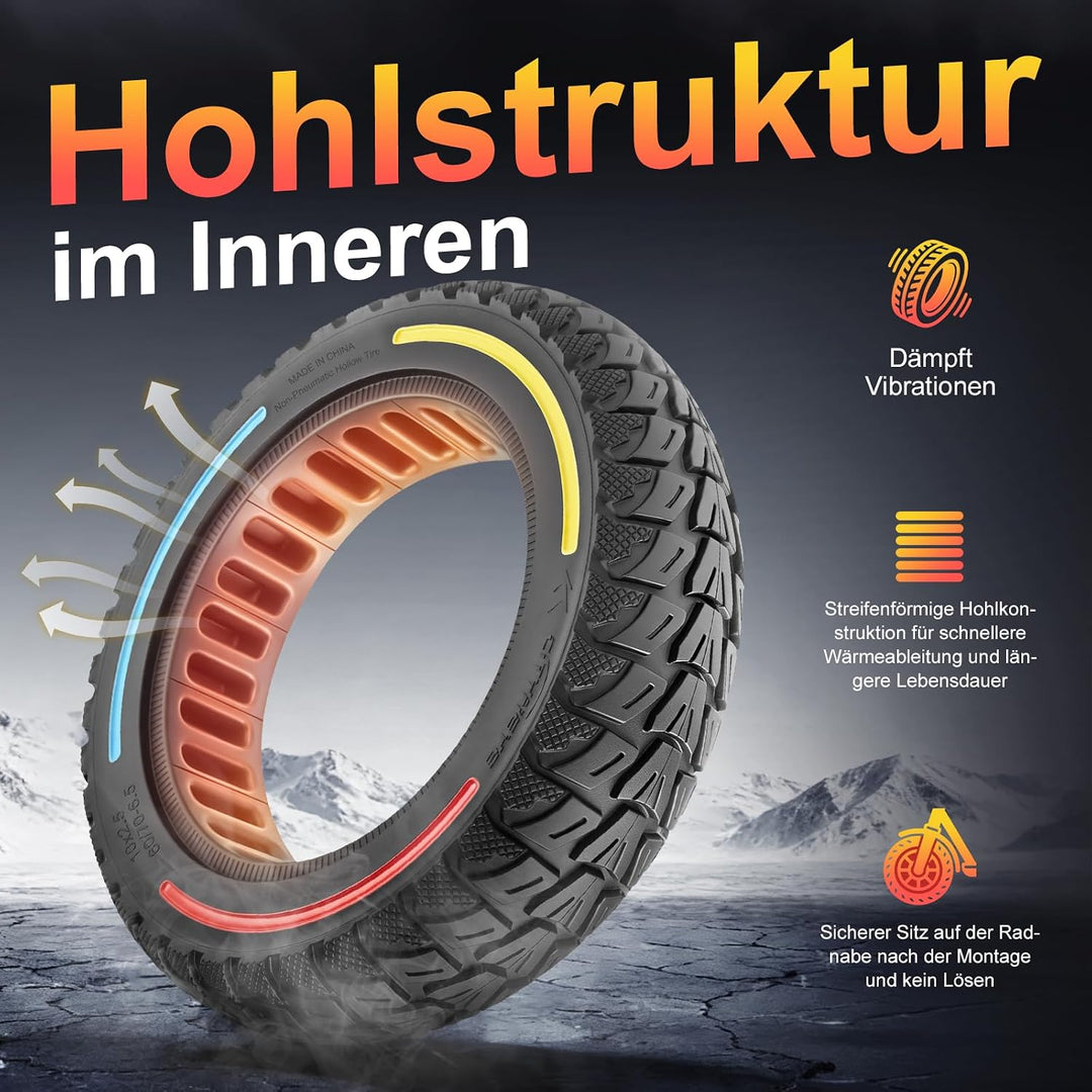 60/70-6,5 Vollgummireifen 10 Zoll Solide Reifen für Xiaomi 5/5 Pro/5 Max,für Ninebot Max G30/Max G30