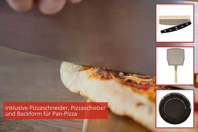 Unold 68815 Pizzaofen Don Luigi - Schwarz, Elektrischer Ofen, 1.700 Watt, rostfreier Edelstahl, bis