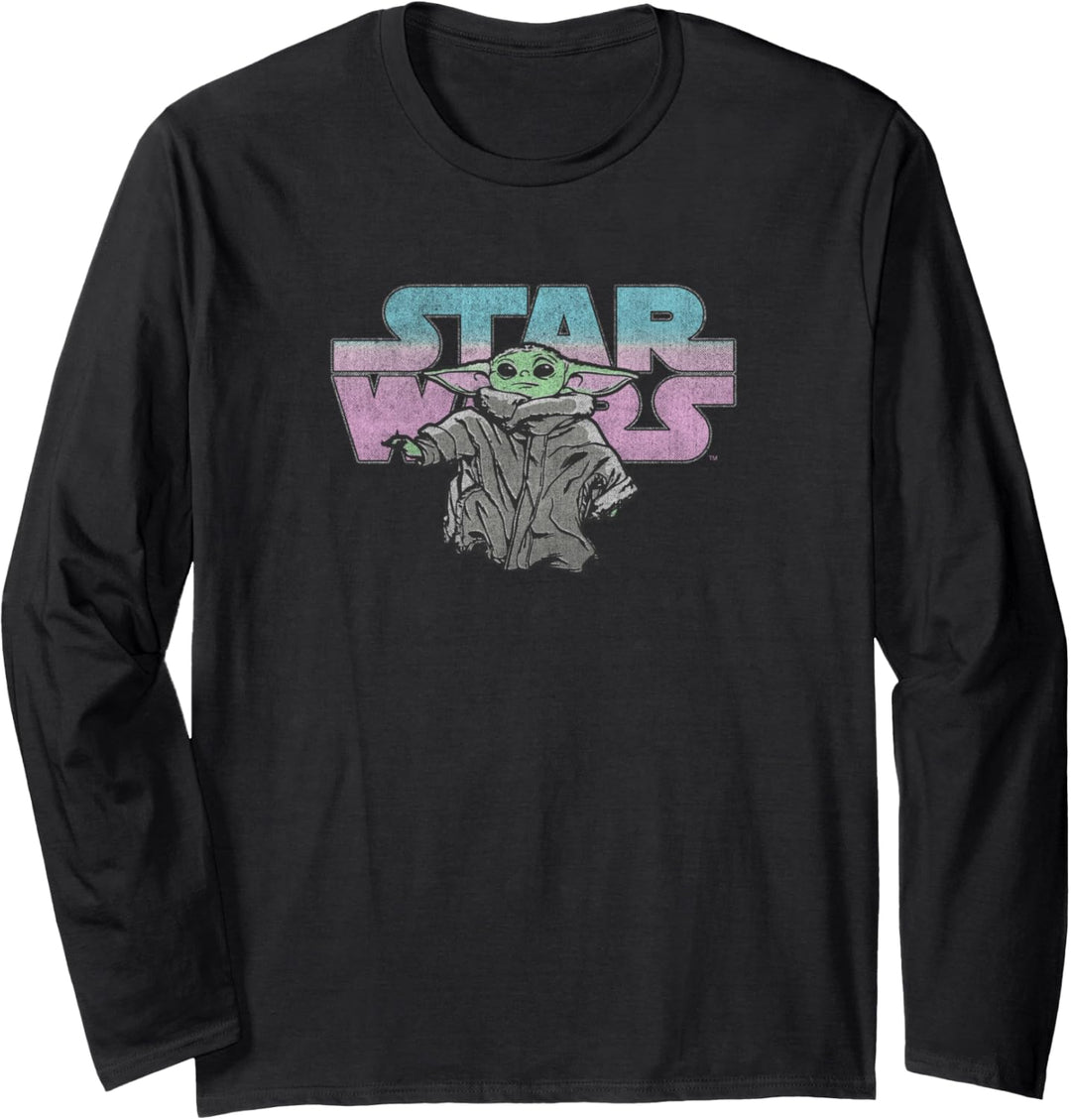 Star Wars The Mandalorian Child Distressed Logo Langarmshirt
