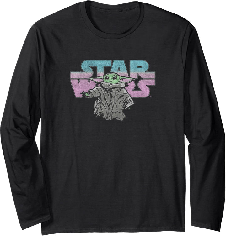 Star Wars The Mandalorian Child Distressed Logo Langarmshirt