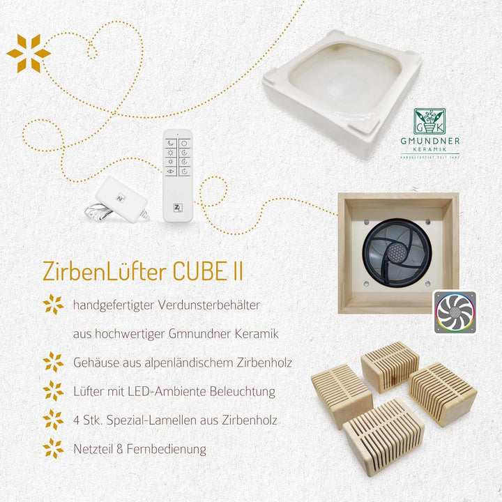 Zirben Familie I ZirbenLuftreiniger AURA PLUS Luftreiniger & Luftbefeuchter für Räume bis 40 m² I ge