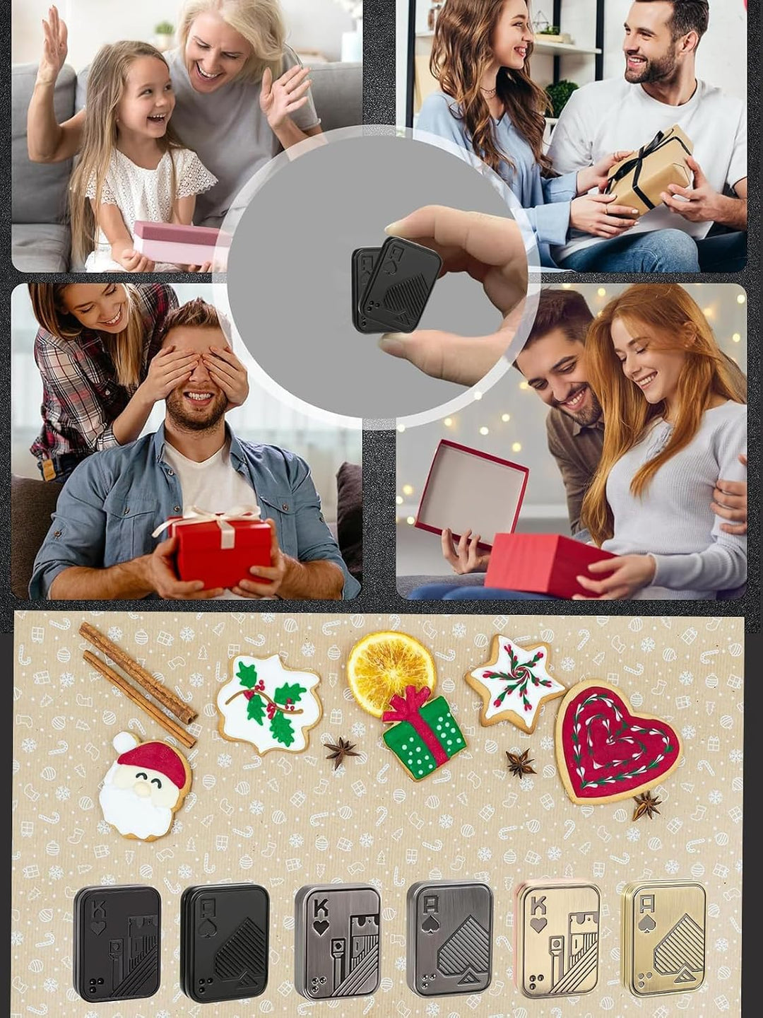 Metall-Fidget-Slider, Pop-Fidget-Spielzeug Poker Push Card für Jugendliche und Erwachsene, Geschenk