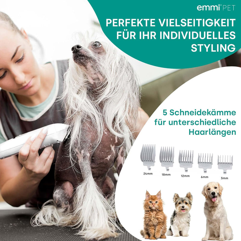 emmi-pet Grooming Kit Pro - 8in1 Hundeschermaschine | Dreifachnutzung mit Schermaschine, Kamm & Stau