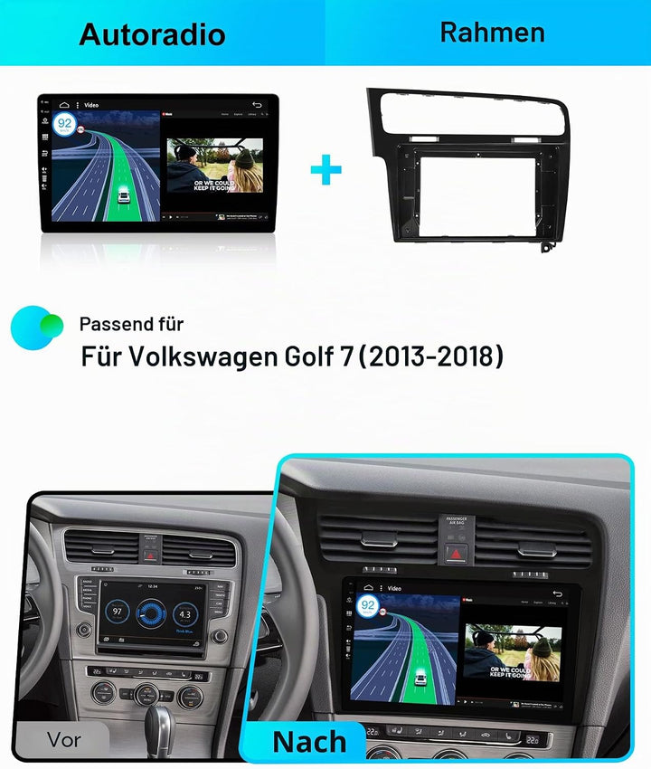 BXLIYER Android 12 IPS Autoradio Passt für Golf 7 (2013-2018) - Eingebautes CarPlay Android Auto - K
