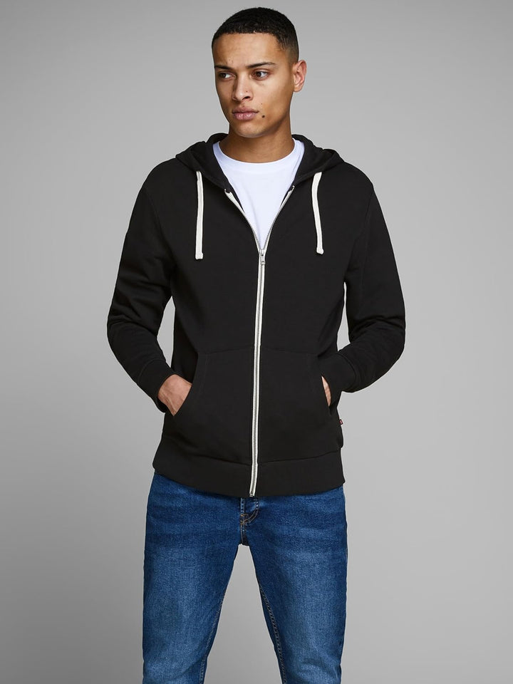 JACK & JONES Herren JJEHOLMEN Sweat Zip Hood M Schwarz (Black Beauty), M Schwarz (Black Beauty)