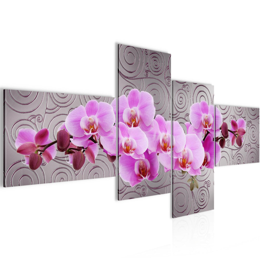 Runa Art Bild Modern Blumen Orchidee - Made in Germany - Wandbilder Abstrakt Violett Grau 4 Teilig 2