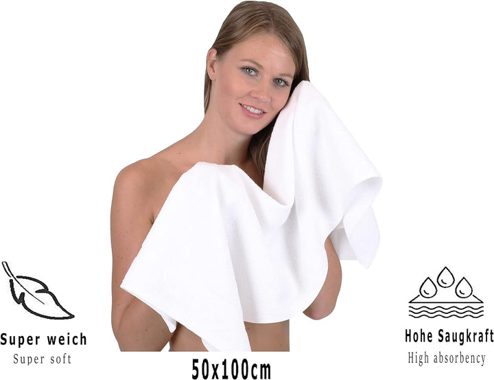 Betz 12 Stück Handtücher Palermo 100% Baumwolle 12 Handtücher 50x100 cm Farbe weiss