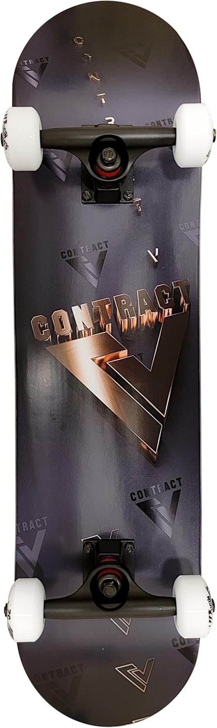 Komplett Skateboard Gold Logo - für Kinder und Jugendliche - 7-lagiges Ahornholz Deck - Medium Conca