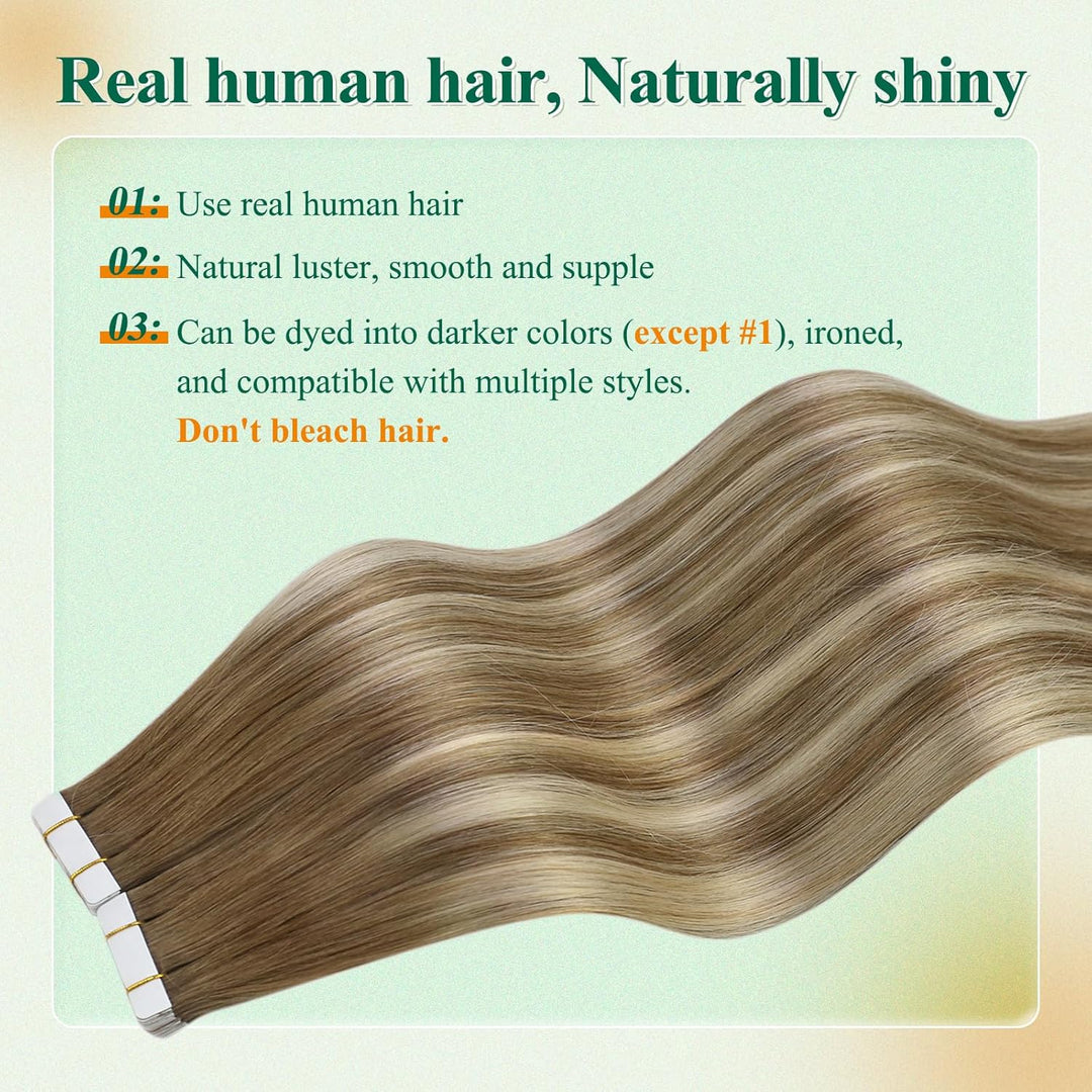 Easyouth Balayage Tape in Echthaar Extension Tape on Haarverlangerung Remy Menschenhaar Tape Extensi