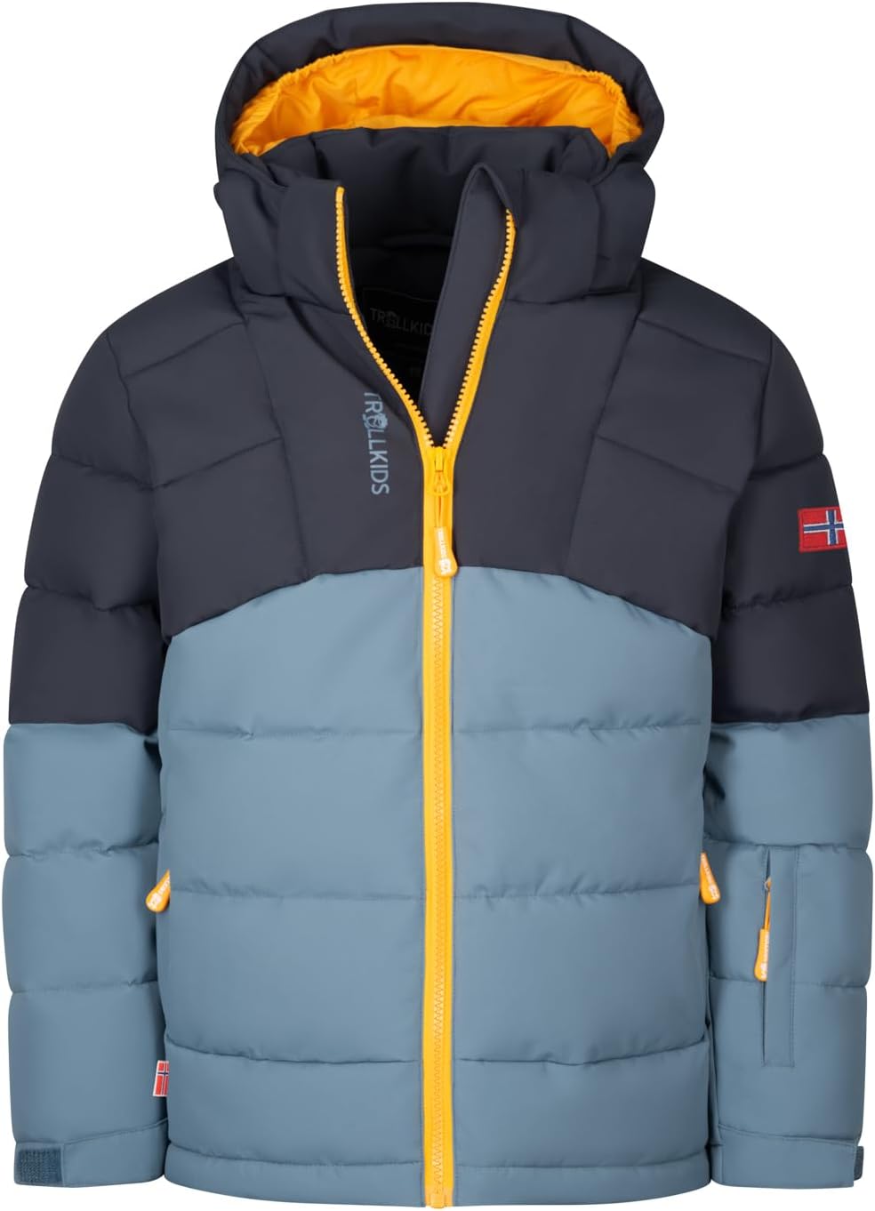 Trollkids Winterjacke Gryllefjord, 104 Schwarz/Stahlblau/Mango