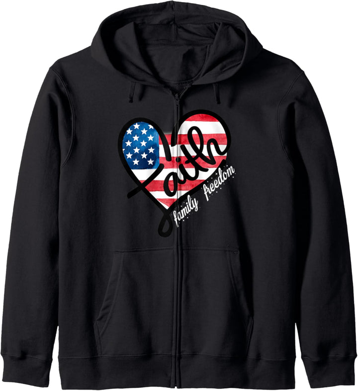 Faith Heart American Flag Kapuzenjacke