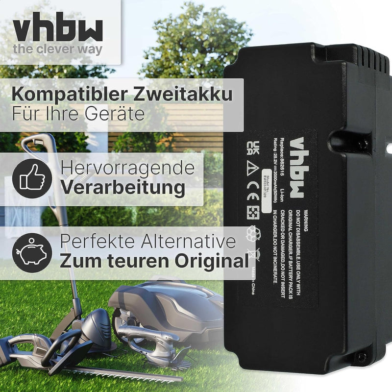 vhbw Akku kompatibel mit Garden Feelings R800Easy Rasenmäher Rasenroboter (2000mAh, 25,2V, Li-Ion)