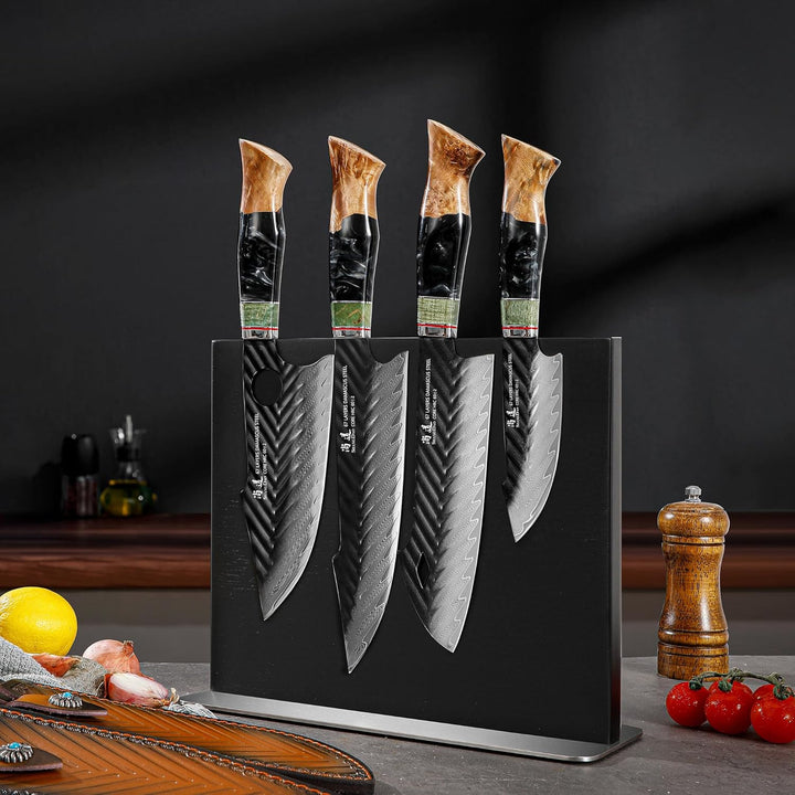 SHANGDAODamascus Kitchen Knife Sets 5 PCS, Japanese Kitchen Knife Set Damascus Steel Core, Ultra-Sha