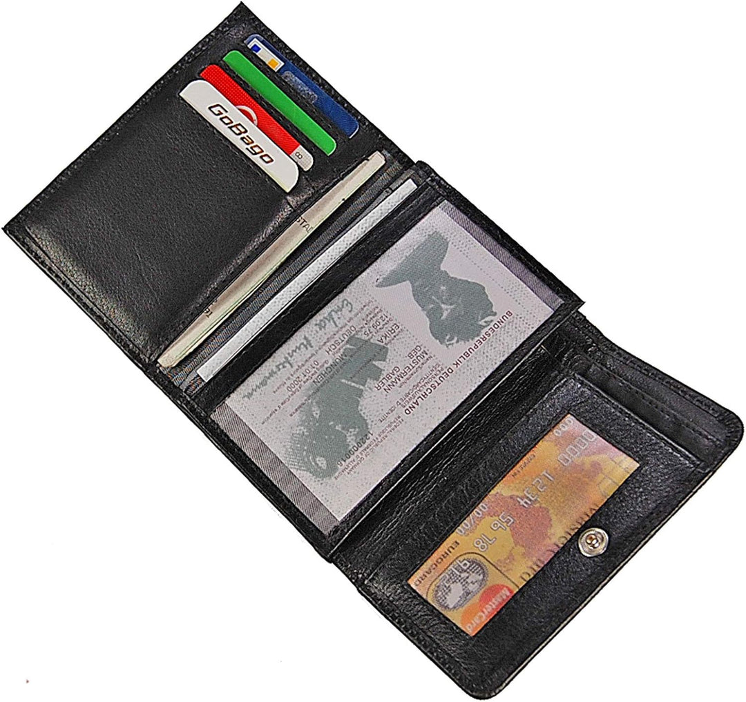 GoBago Branco Damen Geldbörse Leder 6 Farben, Portemonnaie Geldbeutel mit Metall Bügel, Knipser (Sch