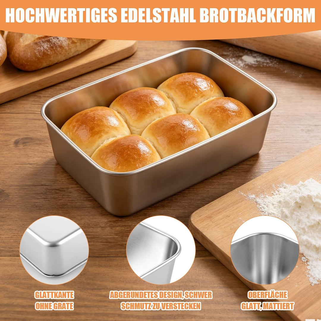 5 Stück Edelstahl Brotbackform, 22.5x14.5x6.2cm Brotbackform Kasten, Backform Rechteckig, Backformen