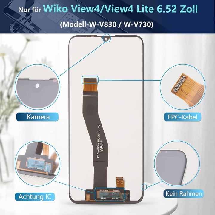 RongZy für Wiko View4 W-V830 LCD Bildschirmersatz für View4 Lite W-V730 Touchscreen Digitalisierer D