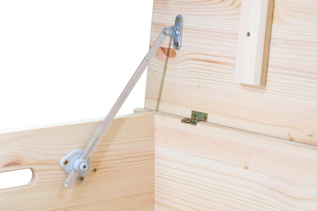 Pinus - Holzkiste mit Deckel auf Rollen, 90x48x51 cm, Gross Holzbox über Spielzeug, Ideal Spielzeugk