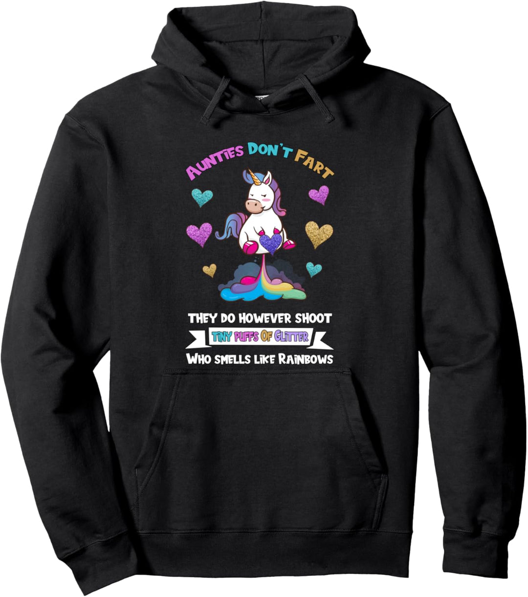 Niedliches Einhorn-Motiv mit Einhorn-Motiv – Pupzendes Einhorn, für Tanten. Pullover Hoodie