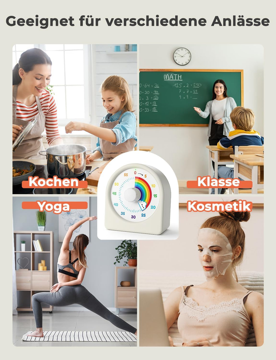 LIORQUE Visueller Timer 60 Minuten Countdown Timer Weiss, Weiss