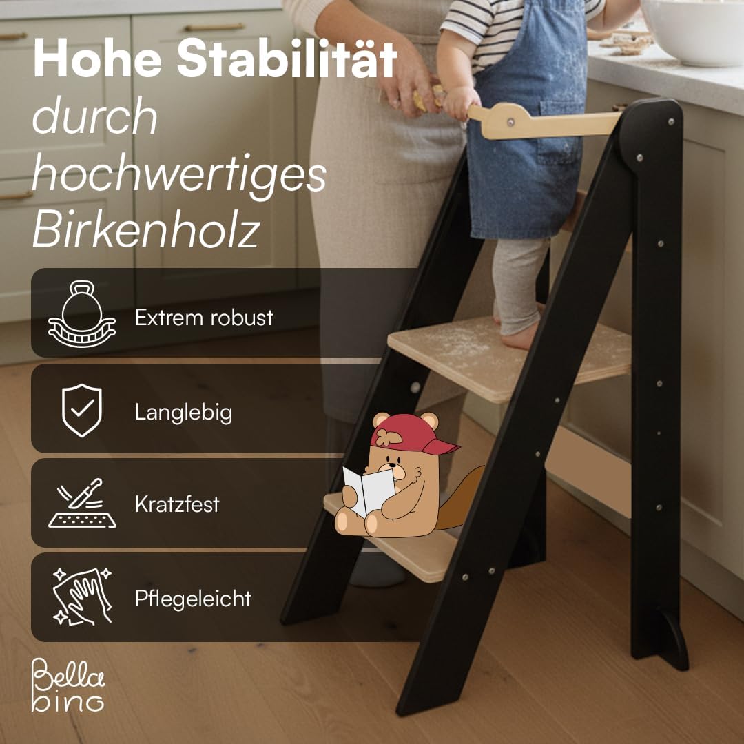 Bellabino Tay Lernturm ab 1 Jahr – Learning Tower 2-Fach höhenverstellbar & klappbar – Lernstuhl in