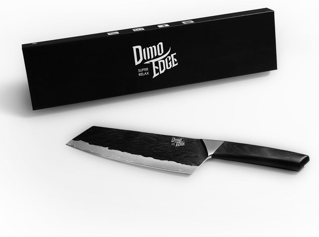 Bunka Messer, Damaszener Kochmesser mit Premium Pakkawood Griff, Full Tang Konstruktion, schwarz oxi