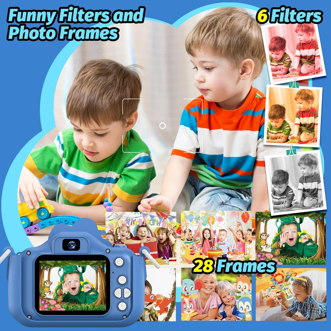 Kinderkamera, Dinosaurier Selfie Digital Kamera mit 32GB Karte, Weihnachts Geburtstagsgeschenk für J