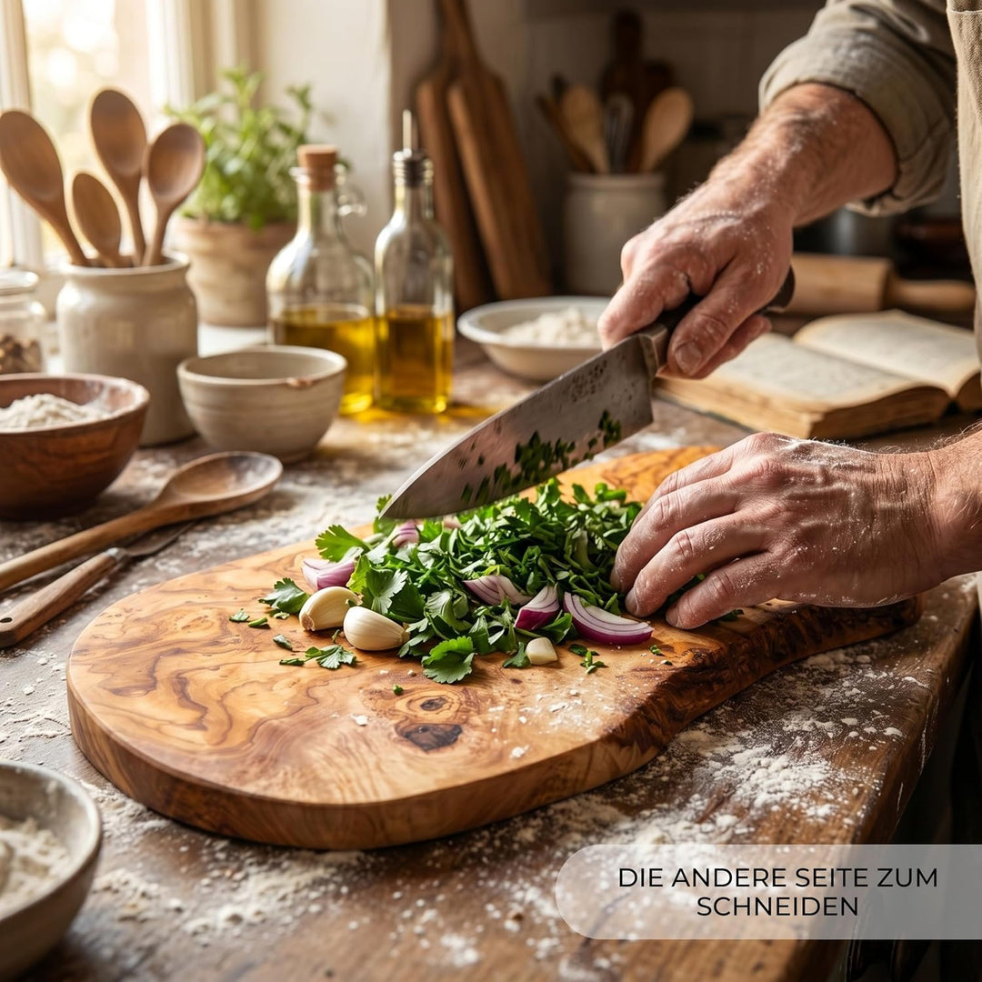 Erreke Schneidebrett aus natürlichem Olivenholz, zum Schneiden in der Küche, zum Servieren, Hacken,