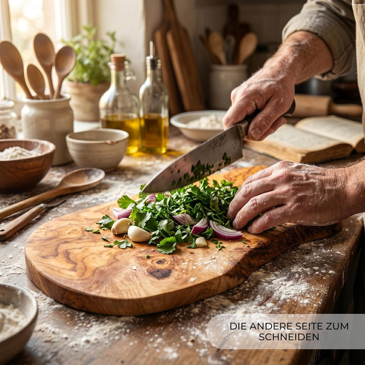 Erreke Schneidebrett aus natürlichem Olivenholz, zum Schneiden in der Küche, zum Servieren, Hacken,