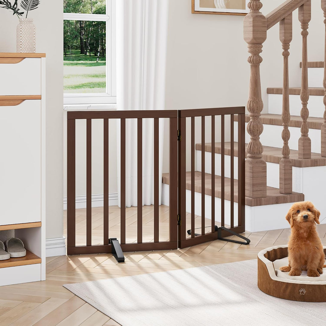 Semiocthome Freistehende Baby- &amp; Haustiergitter aus Bambus, Hunde- und Katzengitter für Türen, Trepp