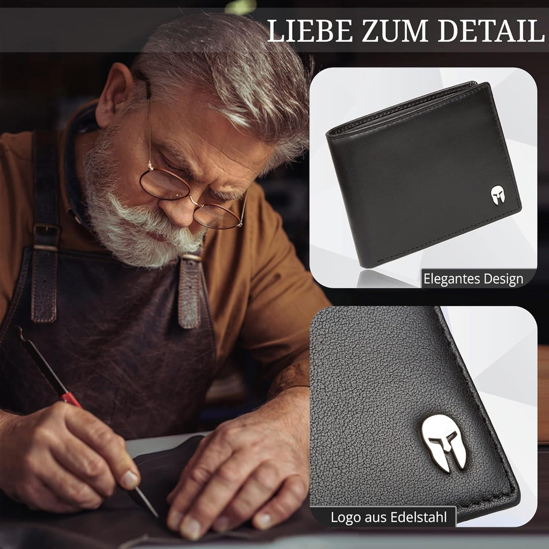 SPARTANO Herren Geldbörse, Herren Wallet mit RFID-Schutz, mit Münzfach, Portemonnaie mit 11 Kreditka