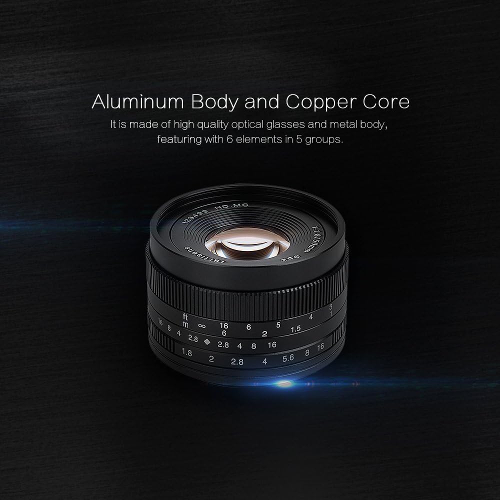 7artisans 50mm F1.8 APS-C Manuelle Fixed Objektiv für Sony E-Mount spiegellose Kamera wie Sony A6500
