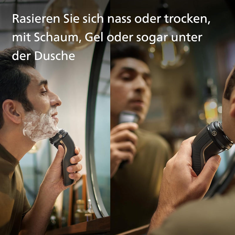 Philips Shaver Series 3000 – Elektrischer Nass- und Trockenrasierer für Männer in Schwarz, mit SkinP