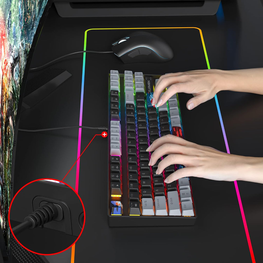SOLIDEE Tragbare 80% mechanische Gaming-Tastatur,87 Tasten kompakte RGB LED-Hintergrundbeleuchtung,k