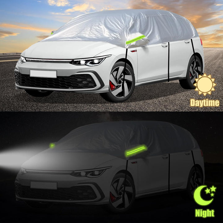 CICMOD Halbgarage Auto, Winter Autoabdeckung für EIS Sonne Staub Schutz Halbgarage Auto Abdeckplane