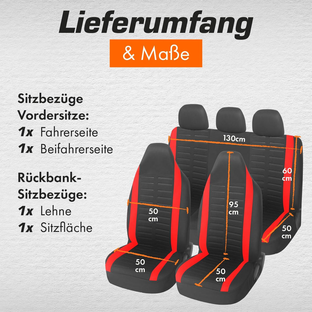 Upgrade4cars Autositzbezüge Set für Pilotensitze | Autositzbezug Komplettset in Rot | Autoschonbezüg