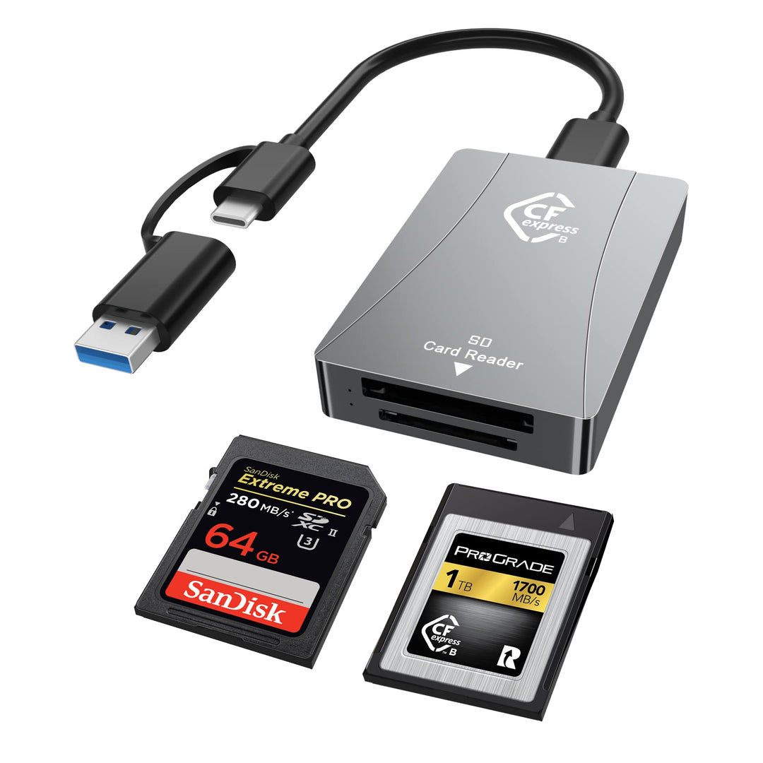 CFexpress / SD Kartenleser Typ B USB 3.2 Gen2 10 Gbit/s CFexpress Speicherkartenleser aus Aluminium