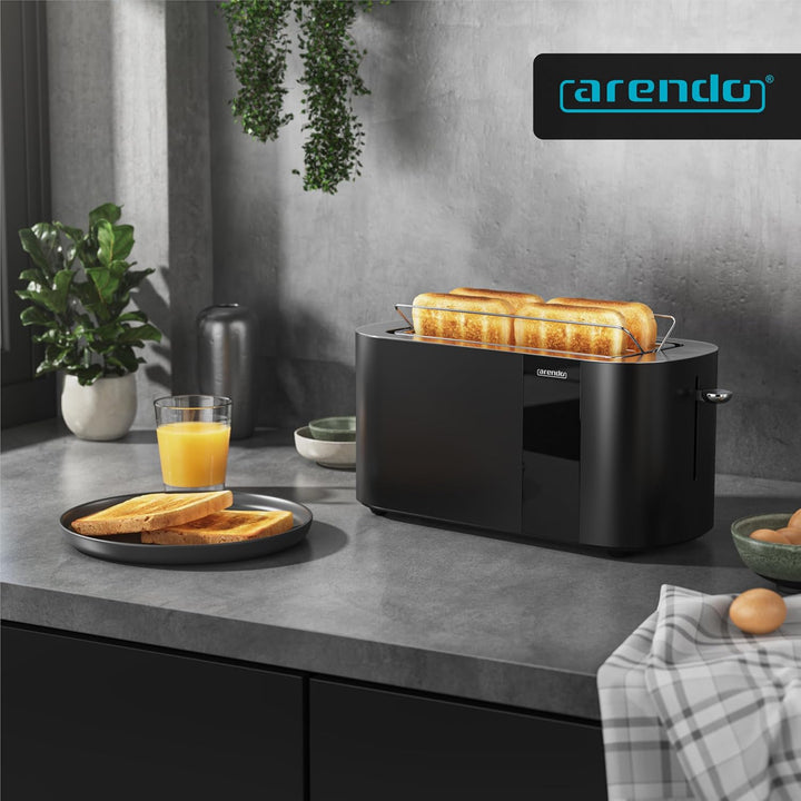 Arendo - Edelstahl Toaster 4 Scheiben Langschlitz - Touchscreen – Doppelwandgehäuse – 1500 W – Integ