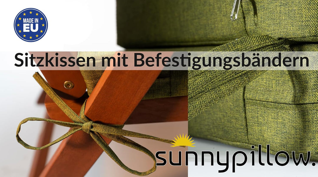 sunnypillow 2er Set Stuhlkissen 50 x 50 cm wasserdicht UV-lichtecht 7cm dick - Outdoor Polsterauflag