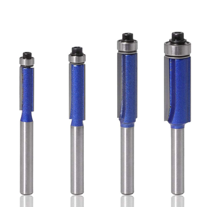 BIGP 4Pcs 6mm Schaft Bündigfräser, 1/4" 5/16" 3/8" 1/2" Schneiden Durchmesser Holz Fräser Router Bit