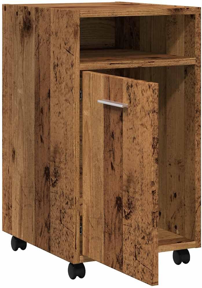 vidaXL Schrank mit Rollen Altholz-Optik 33x38x60 cm Holzwerkstoff, Sideboard, Wohnzimmerschrank, Sch