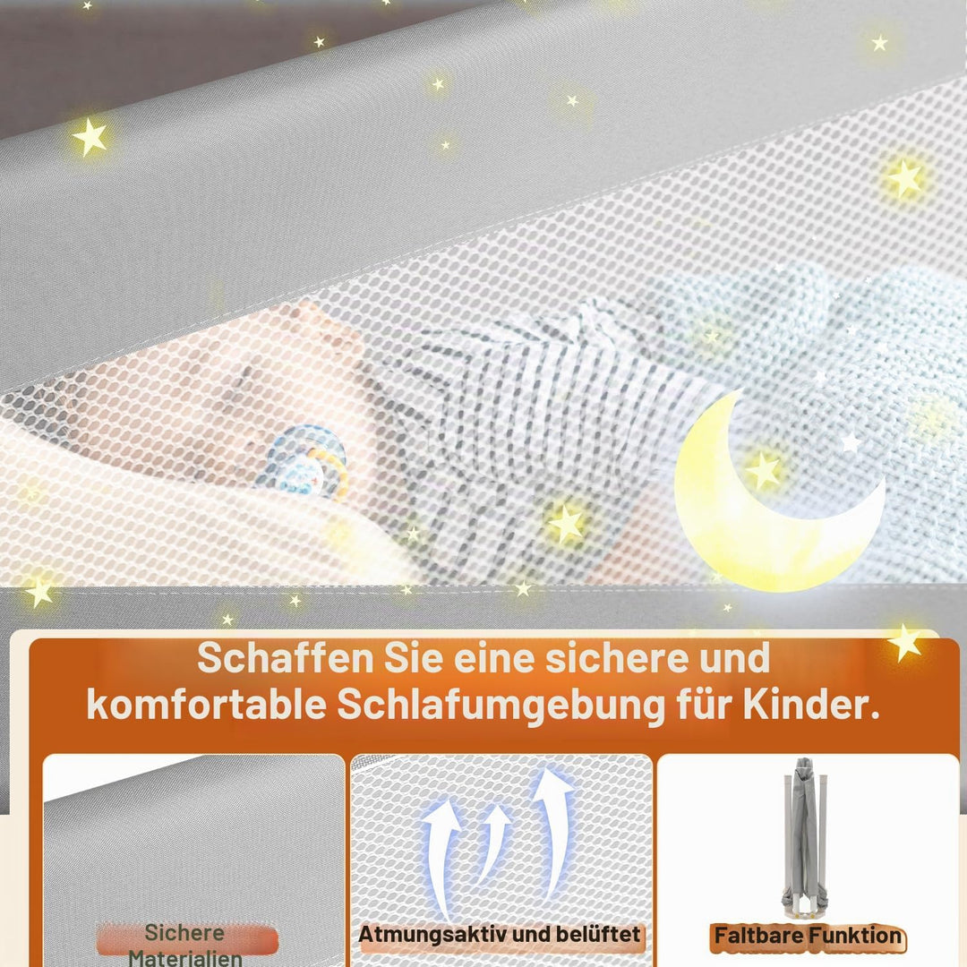 Tubiaz 180cm Bettgitter Rausfallschutz, Klappbare Bettschutzgitter mit U-förmige Füsse, Kinderbettgi